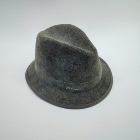 Daniel Cremieux 100% Leather Gray Fedora Hat S/M Unisex - Picture 3 of 7